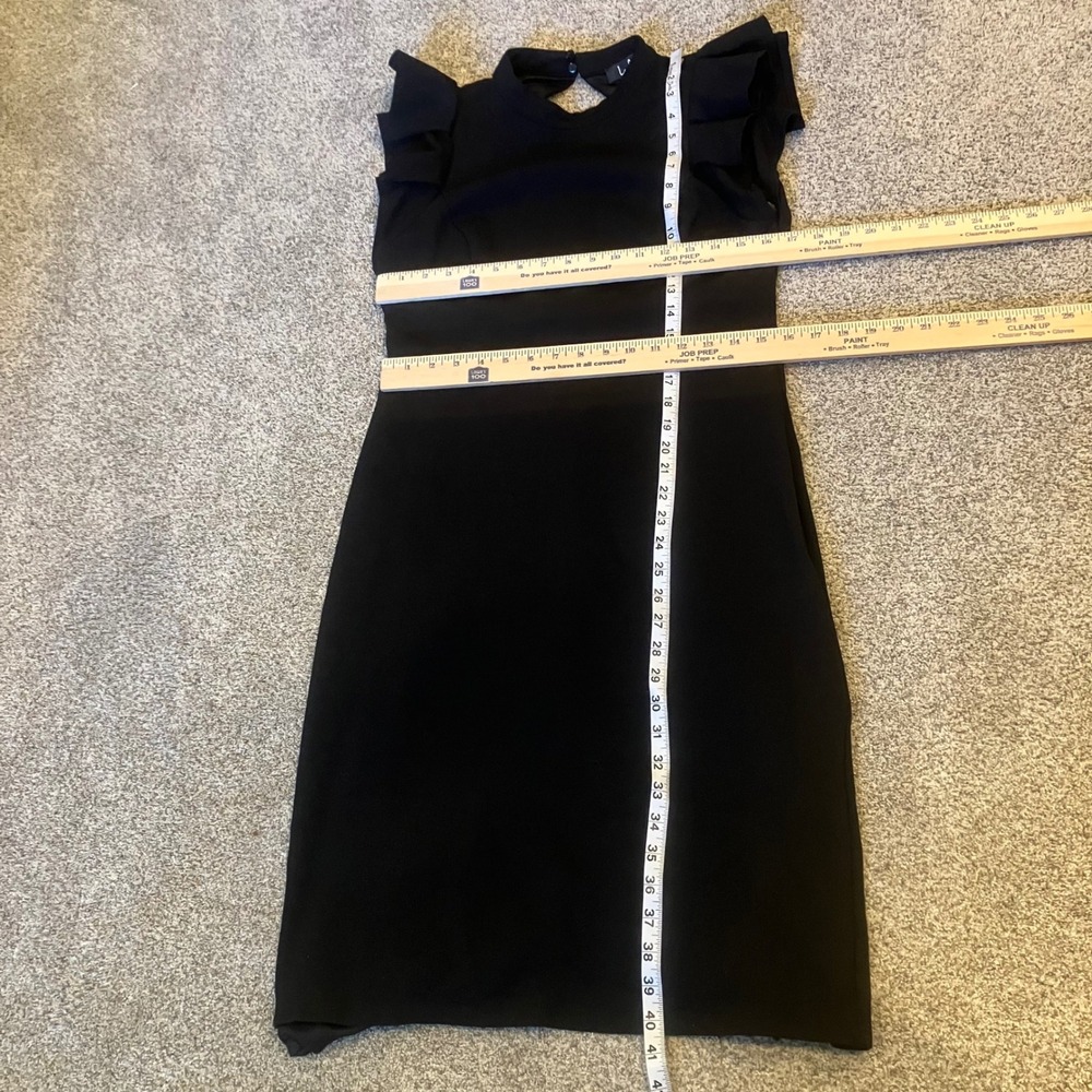 Lulus Stylish Splendor Black Backless Ruffle Bodycon Midi Dress Keyhole XL LBD - Picture 12 of 12